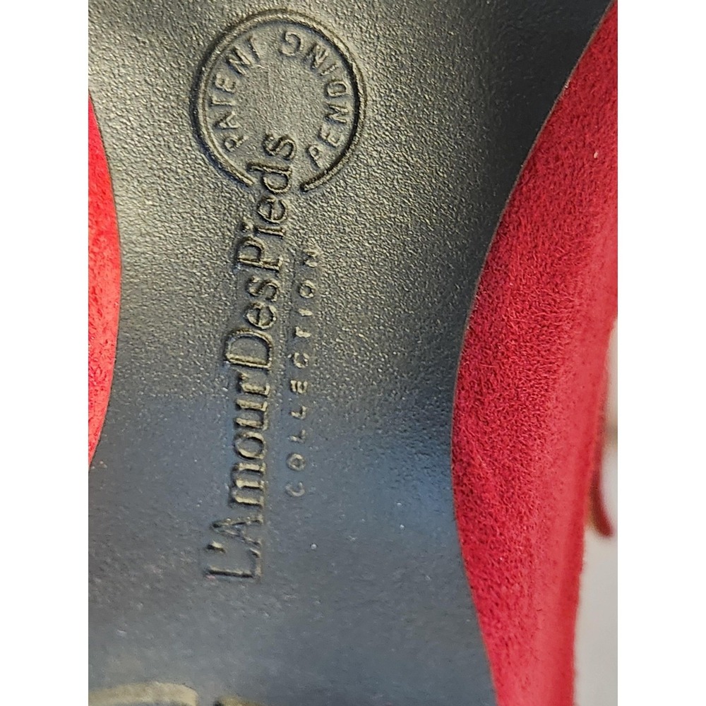 L'Amour Des Pieds Sandals Shoes Womens 8.5 Red Suede Wedge Slingback comfort - Picture 8 of 9